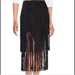 Design Lab Black Fringe Skirt Size M